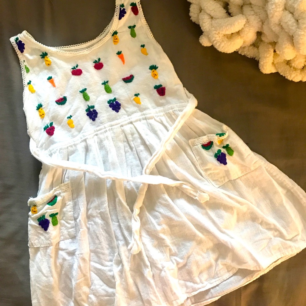 Girls White Linen Dress made in Mexico